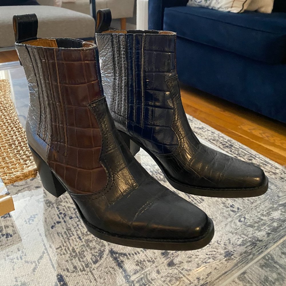 GANNI crocodile  ankle boots